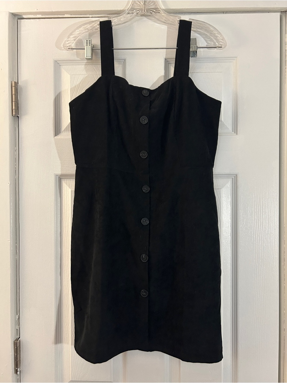 SHEIN Black Button-Front Mini Dress with Wide Straps